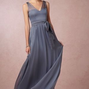 BHLDN steel blue bridesmaid dress